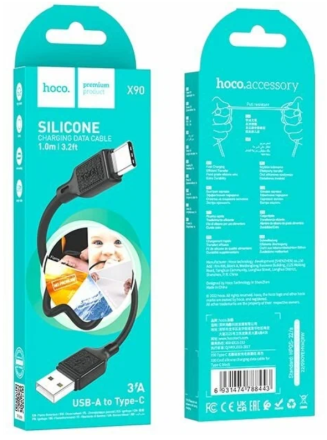 Usb Кабель-зарядка Type-C на Type-C Hoco X90 3A 1м чёрный