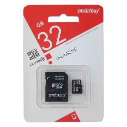 Карта памяти micro SDHC Smartbuy 32GB Class 10 (с адаптером SD)