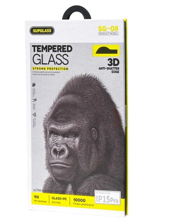 Защитное стекло для i-Phone 15 Pro Supglass SG-08 Nano Edge чёрное
