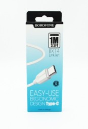 Usb Кабель-зарядка Type-C Borofone BX14 1м 3A силиконовый белый