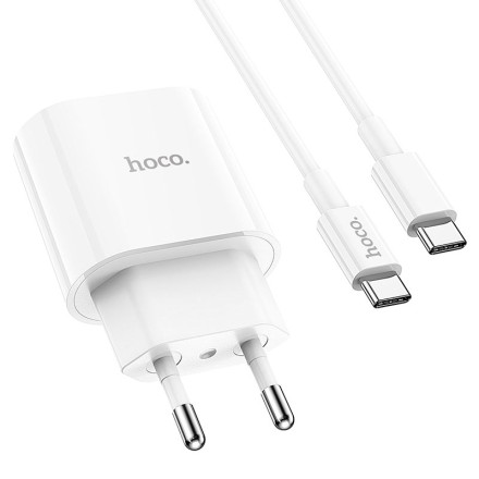 Сетевое зарядное устройство Hoco C94A с шнуром Type-C на Type-C 1C 20W белое