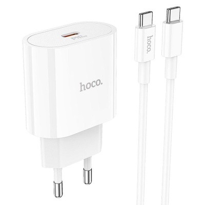 Сетевое зарядное устройство Hoco C94A с шнуром Type-C на Type-C 1C 20W белое