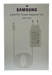 Сетевое зар. устр. для Samsung 65W 1USB с кабелем Type-C в упаковке белое (High copy)