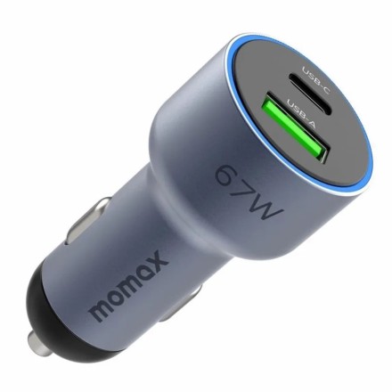 Автомобильное заряд. устр. Momax Move 67W 1USB+1 Type-c серый