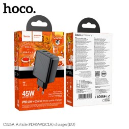Сетевое зарядное устройство Hoco CS26A 1USB3.0/2C 45W черное
