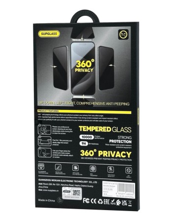 Защитное стекло для i-Phone 16 Pro Max Supglass SG-09 Антишпион чёрное