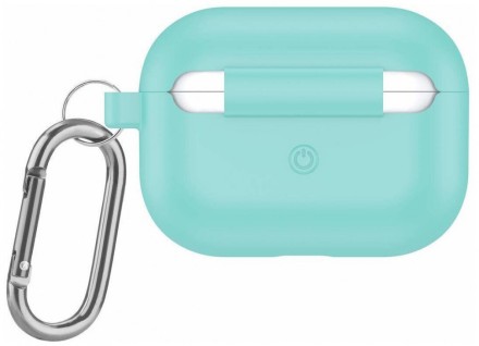 Силиконовый чехол для AirPods 3 c карабином бирюзовый