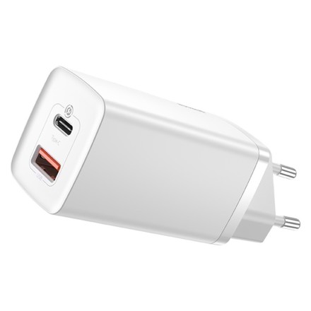 Сетевое зарядное устройство Baseus GaN2 Lite Quick Charger 1USB/1C 65W (CCGAN2L-B02) белое