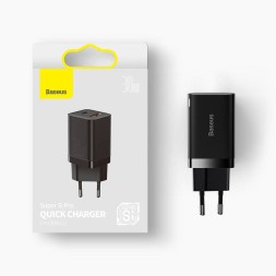 Сетевое зарядно устройство Baseus Super Si Quick Charger 1USB/1C 30W EU (CCSUPP-E01) черное