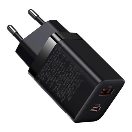 Сетевое зарядно устройство Baseus Super Si Quick Charger 1USB/1C 30W EU (CCSUPP-E01) черное