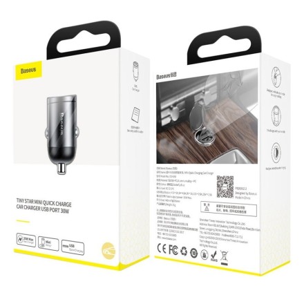 Автомобильное заряд. устр. Baseus Tiny Star Mini 1USB 30W (VCHX-A0G) серое