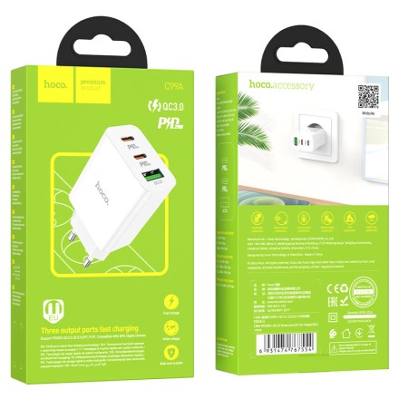 Сетевое зарядное устройство Hoco C99A 1USB/2C 20W белое
