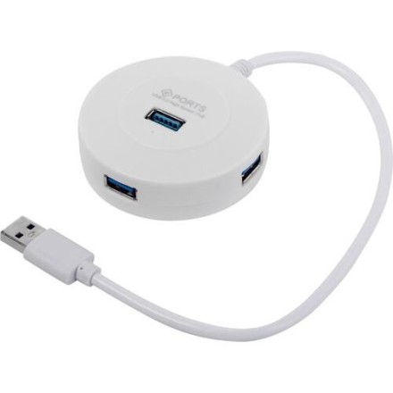 USB 3.0 хаб с выключателями, 4 порта, СуперЭконом круглый, белый, SBHA-7314-W/100
