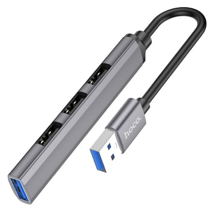 USB 3.0 хаб Hoco HB26 4 порта 3 USB2.0/1 USB3.0 серебристый
