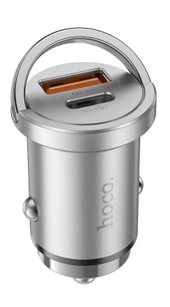 Автомобильное заряд. устр. Hoco NZ10 1USB/1C 45W серебристый