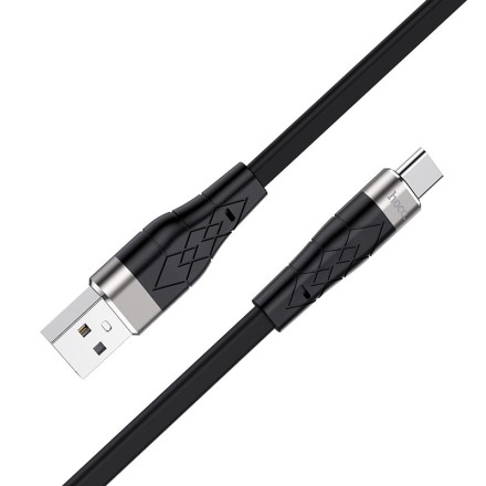 Usb Кабель-зарядка Type-C Hoco X53 Angel silicone 3A 1м плоский силиконовый чёрный
