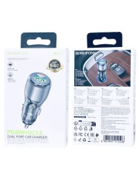 Автомобильное зарядное устройство Borofone BZ30 1USB/1C 30W+18W прозрачно-черное