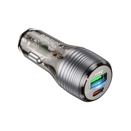 Автомобильное зарядное устройство Borofone BZ30 1USB/1C 30W+18W прозрачно-черное