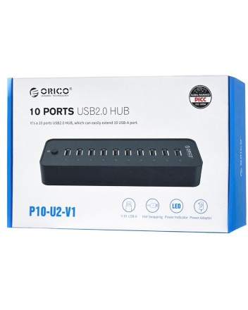 USB-хаб Orico P10-U2 USB2.0x10 черный