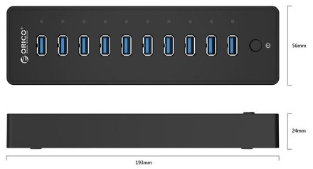 USB-хаб Orico P10-U3 USB3.0x10 черный