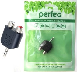 Переходник AUX 3.5мм (папа)-2xRCA (мама) Perfeo A7012