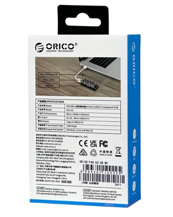 USB-хаб Orico F4U-U3 USB3.0x4 черный