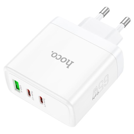 Сетевое зарядное устройство Hoco N30 GaN 1USB/2USB-С 65W белое