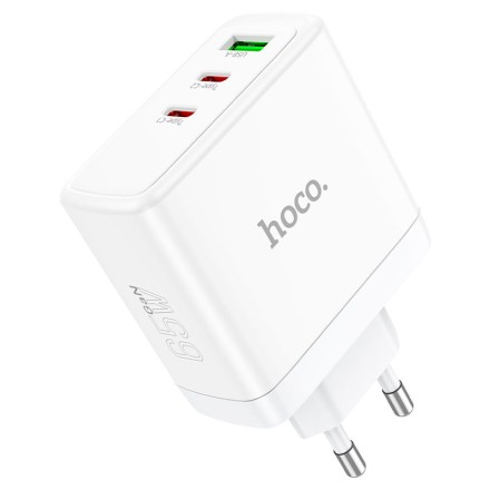 Сетевое зарядное устройство Hoco N30 GaN 1USB/2USB-С 65W белое