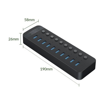USB3.0 хаб Orico CT2U3-10AB USB3.0x10 черный