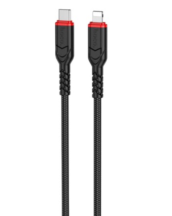 Usb Кабель-зарядка Type-C на Lightning Hoco X59 3A 60W 1м в тканевой оплетке черный