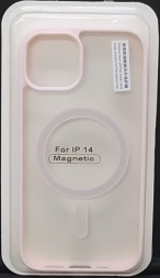 Накладка для i-Phone 14 6.1&quot; Magsafe силикон прозрачный бока розовая