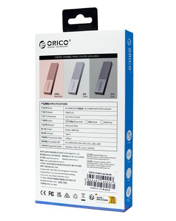 Внешний корпус для M2 NVMe/NGFF(SATA) Orico FV09C3 USB-C3.2 серый