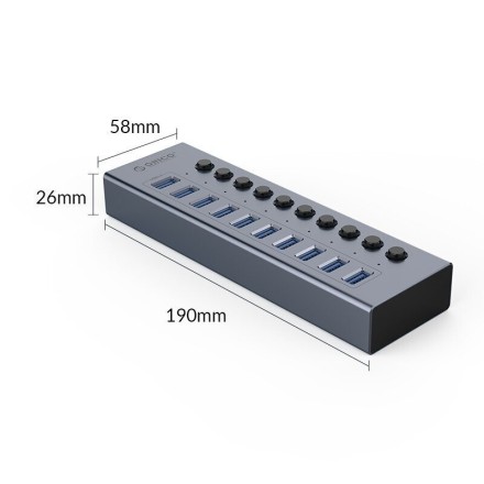 USB3.0 хаб Orico BT2U3-10AB USB3.0x10 серый