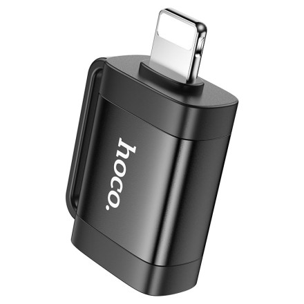 Переходник Hoco UA31A Lightning (папа) на USB (мама) черный