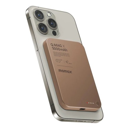 Powerbank магнитный с MagSafe Momax Q. Mag X 5000mAh IP116ACNL2 золотой