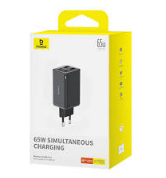 Сетевое зар. устр. Baseus GaN6Pro Fast Charger 2USB/2C 65W кабель T-C на T-C P10162701113-00 черное