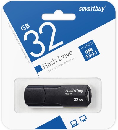3.1 USB флеш накопитель Smartbuy 32GB Clue black (SB32GBCLU-K3)