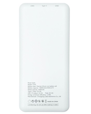 Powerbank EOFE G102 10000mAh 2A 2USB/Type-C с дисплеем белый