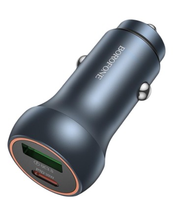 Автомобильное заряд. устр. Borofone BZ32B 1C/1USB 30W+18W темно-серое