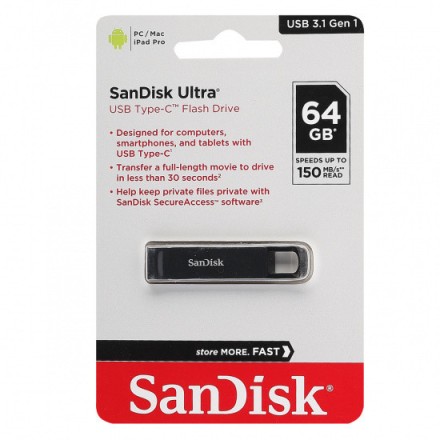 USB-C флеш накопитель SanDisk CZ460 Ultra Type-C 64GB (SDCZ460-064G-G46)