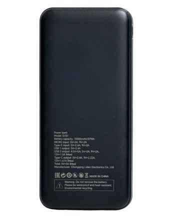 Powerbank EOFE G101 10000mAh 3A /22.5W 2USB/Type-C с дисплеем чёрный