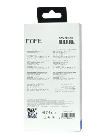 Powerbank EOFE G101 10000mAh 3A /22.5W 2USB/Type-C с дисплеем чёрный