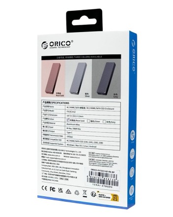Внешний корпус для M2 NVMe/NGFF(SATA) Orico FV15C3-G2 USB-C3.2 серый
