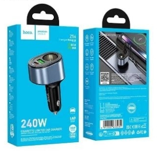 Автомобильное заряд. устр. Hoco Z56 1USB/1C/1 разветвитель 35W/30W/240W черный