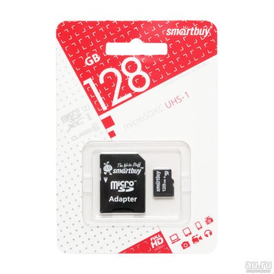 micro SDXC карта памяти Smartbuy 128GB Class10 PRO U3 R/W:90/70 MB/s (с адаптером SD)