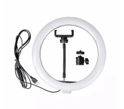 Светодиодная кольцевая лампа (выпуклая) для селфи M-20 20см с регулятором черная