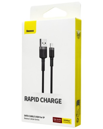 Usb Кабель Lightning Baseus Cafule 1м (CALKLF-BG1) чёрно-серебристый