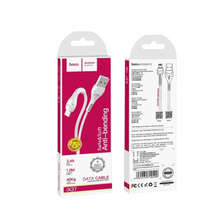 Usb Кабель-зарядка Lightning Hoco X37 1м 2.4A белый