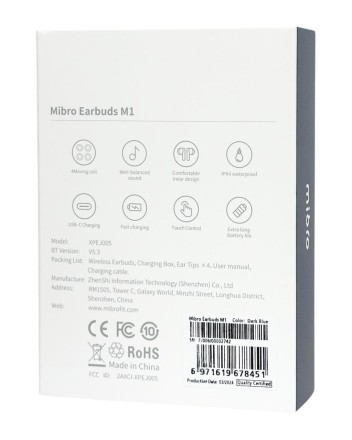 Наушники беспроводные  Xiaomi  Mibro Earbuds M1(XPEJ005)  Синий