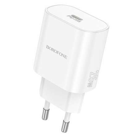 Сетевое зарядное устройство Borofone BA82A с кабелем Type-C на Type-C 1C 25W 3A белое